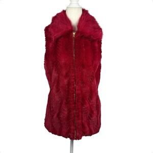 Marc New York Red Faux Fur Zip Front Vest S